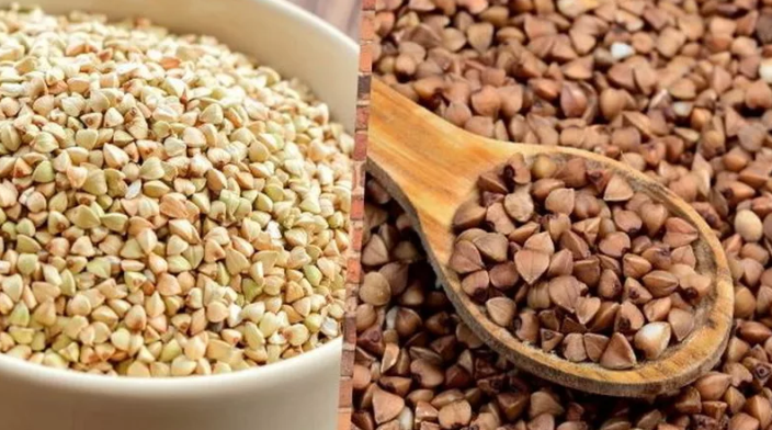 La diferencia entre el trigo sarraceno verde y un marrón ordinario