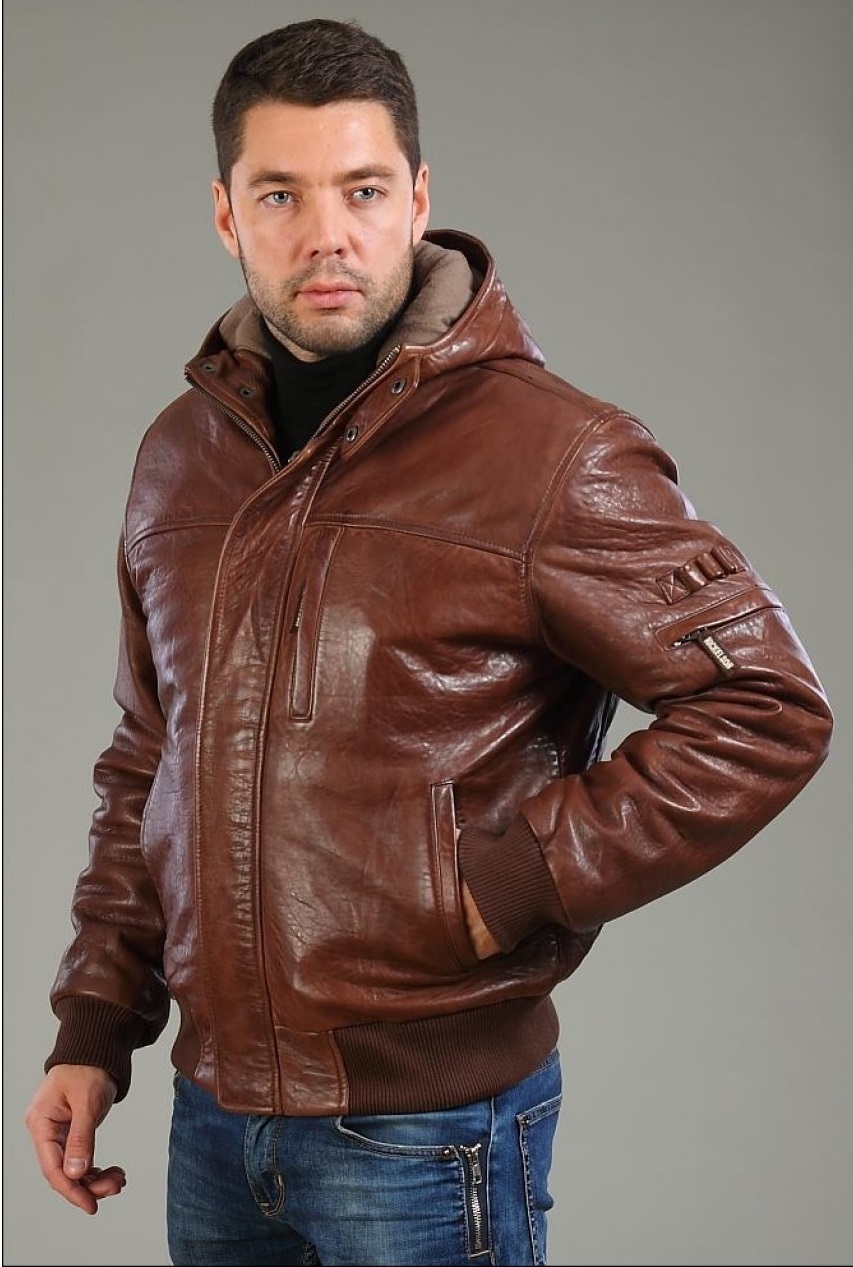 Мужская зимняя кожаная куртка Kenzo 20122 Milano