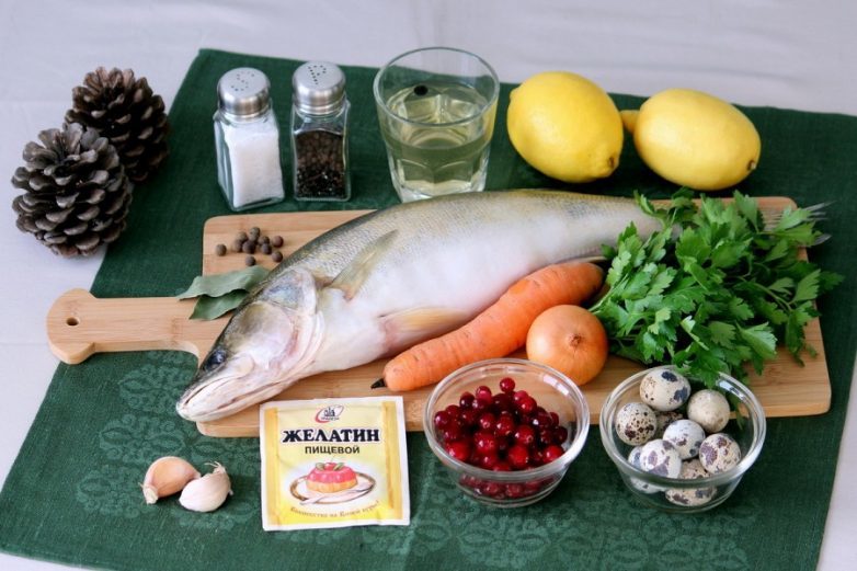 Набор продуктов для рыбного заливного.