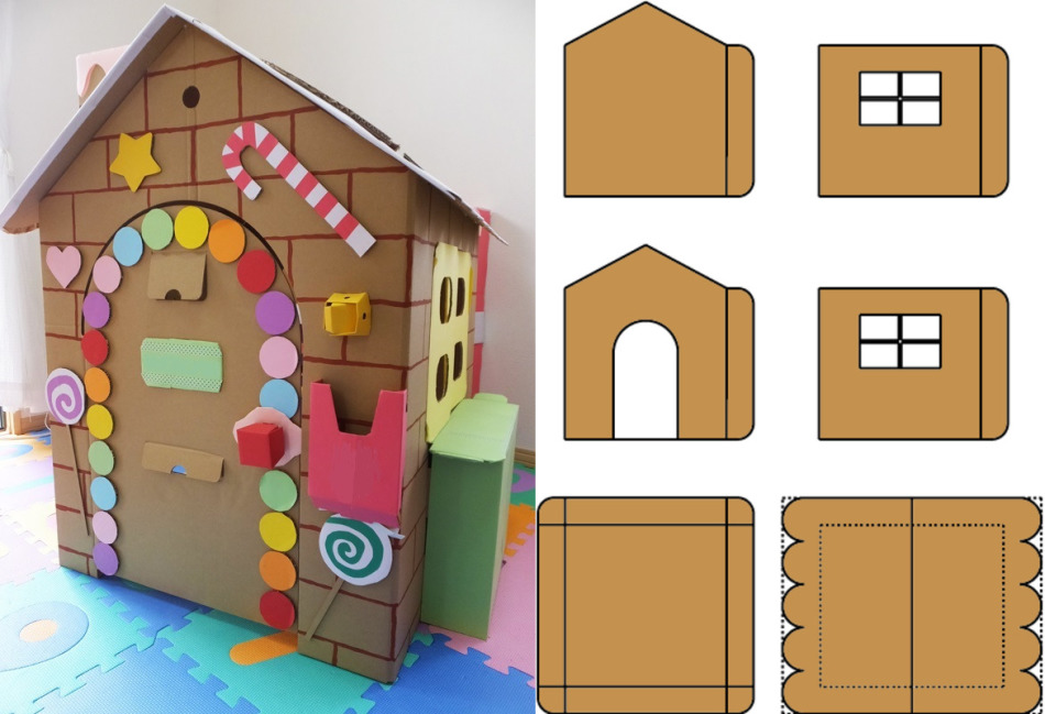 Схема деталей одноэтажного домика для кукол