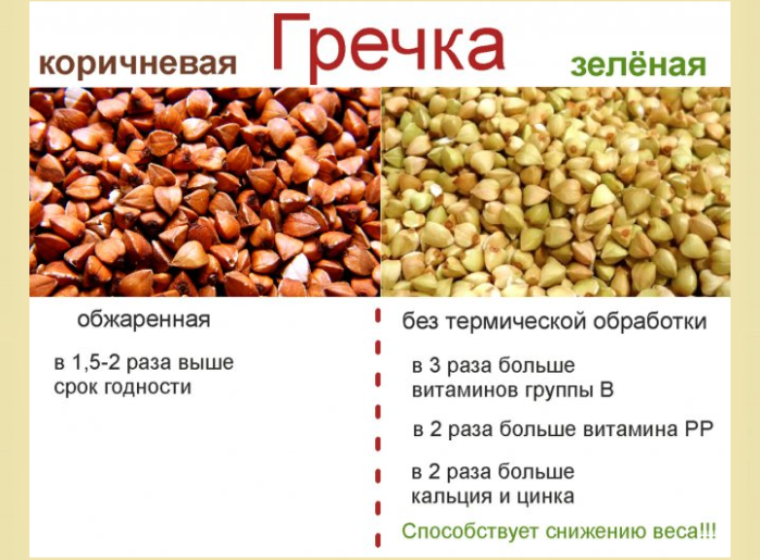 Trigo sarraceno verde y marrón: comparación