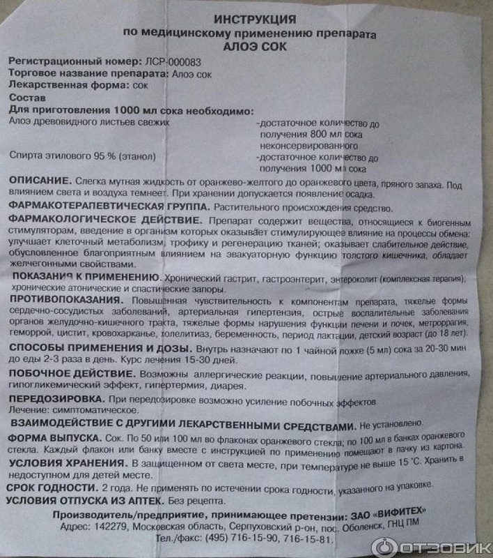 Сок алоэ