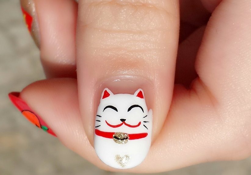 Дизайн ногтей с котом