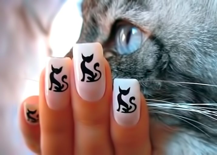 Дизайн ногтей с котом