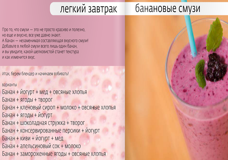 Рецепты смузи с бананом