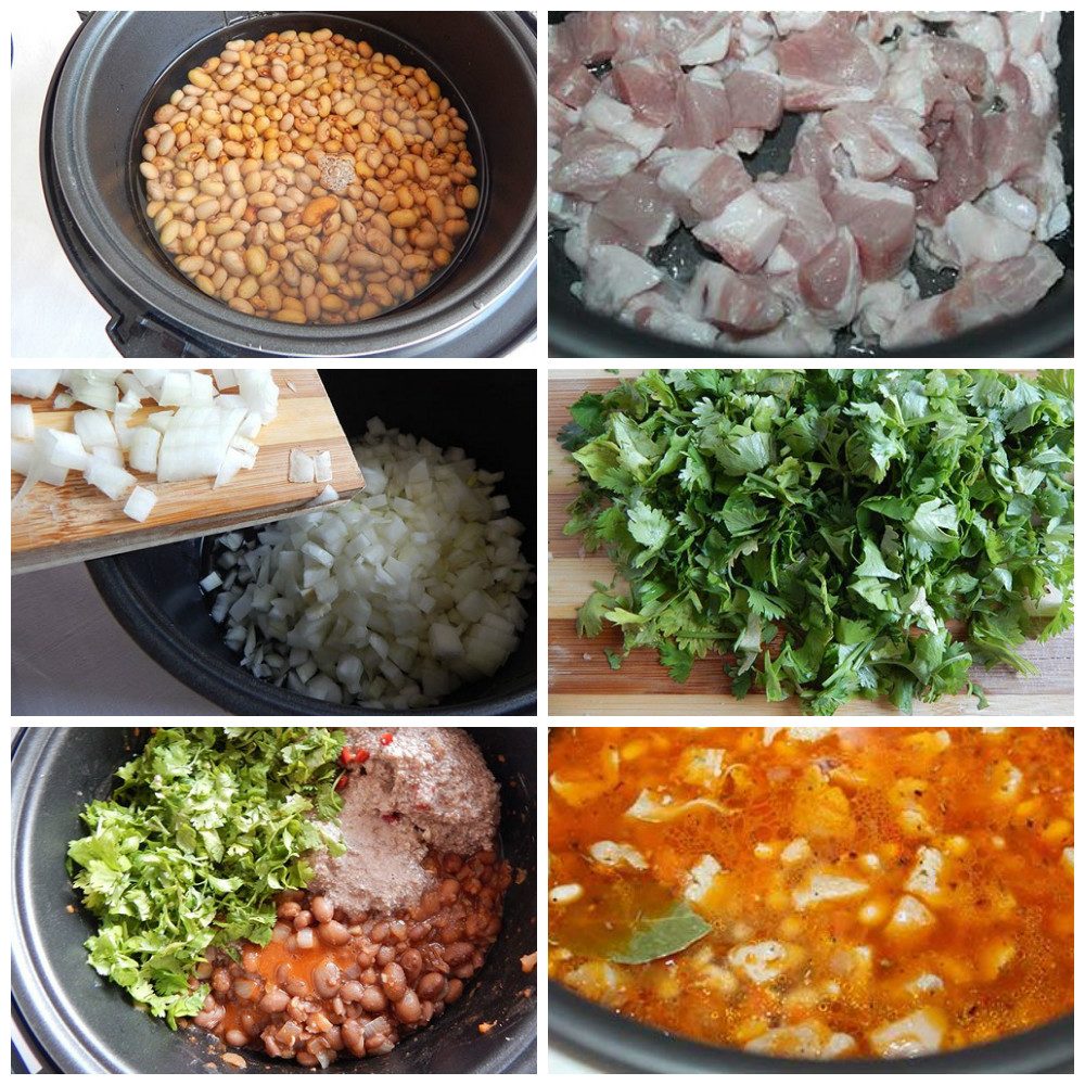 Этапы приготовления лобио из фасоли с мясом
