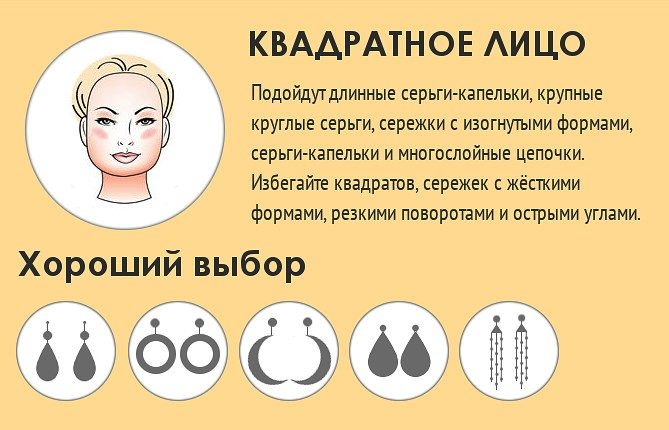 Удачный выбор серег для квадратного лица