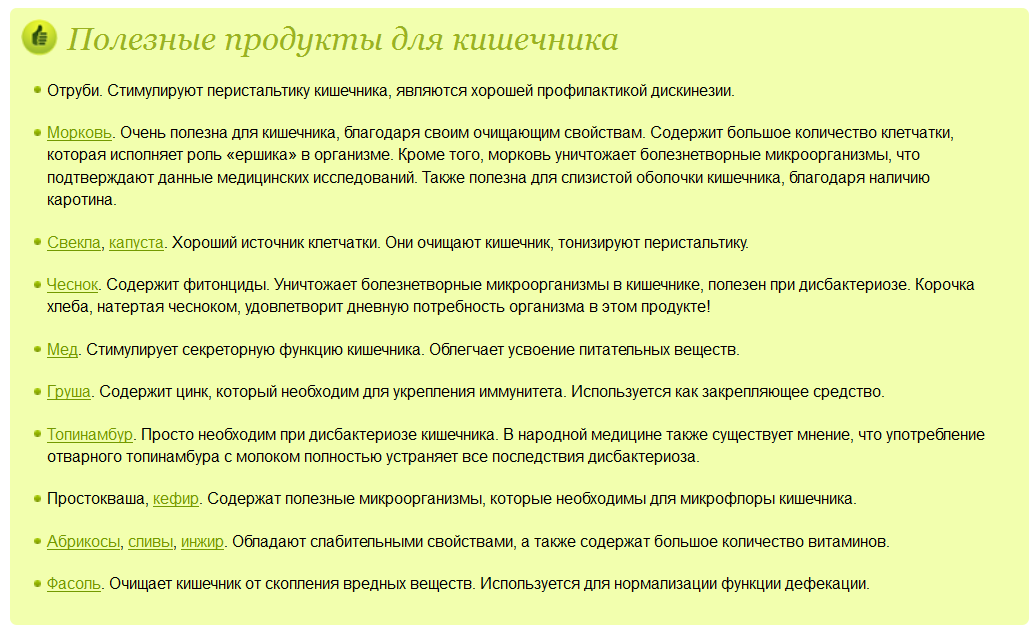 Продукты, полезные для кишечника