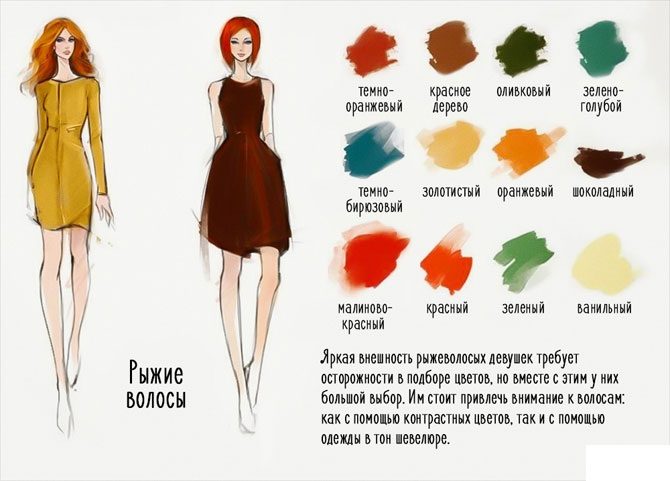 Идеальные цвета, подходящие гардеробу рыжеволосой девушке