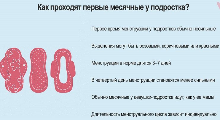 Как проходят первые месячные у девочки подростка
