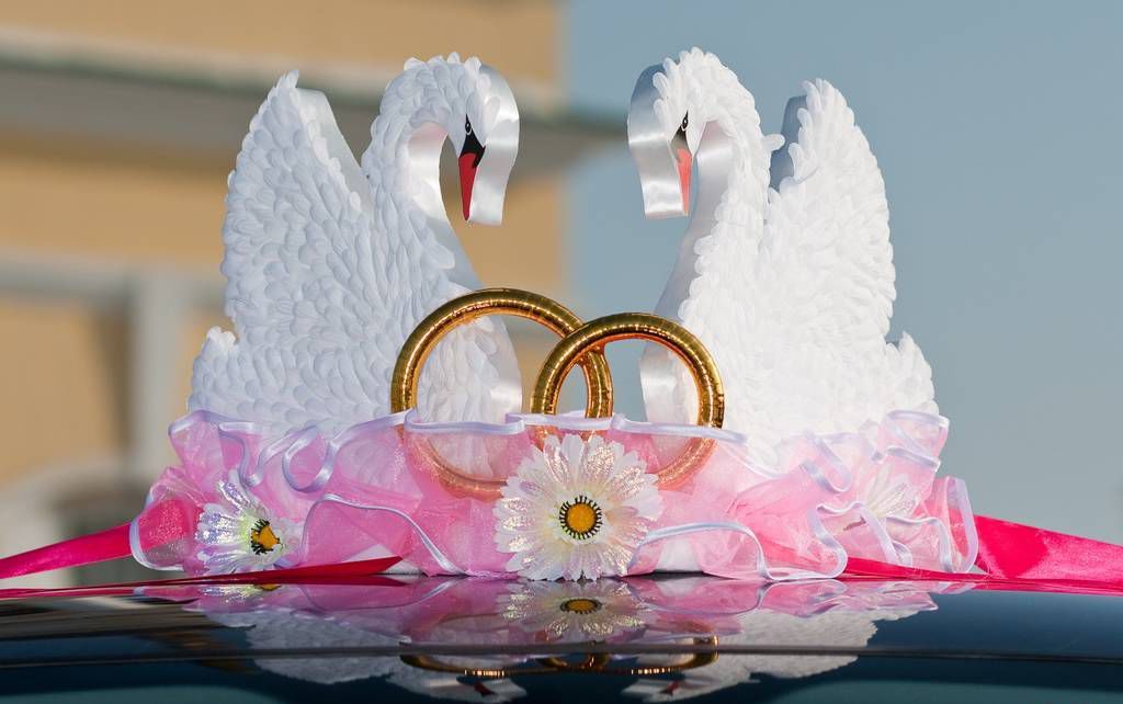 Украшение на крышу свадебной машины своими руками - лебеди