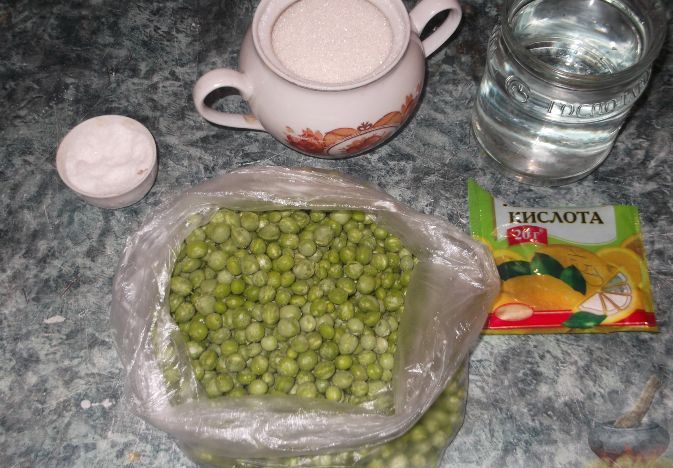 Продукты для консервированного горошка с лимонной кислотой.