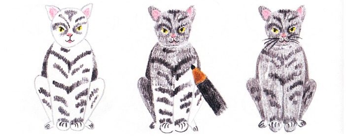 Как нарисовать сидящую кошку: основной рисунок