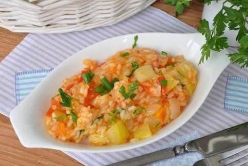 Отличное сочетание - рис и кабачки