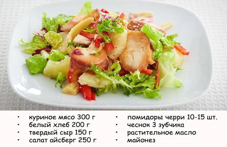 Вариант салата айсберг с курицей