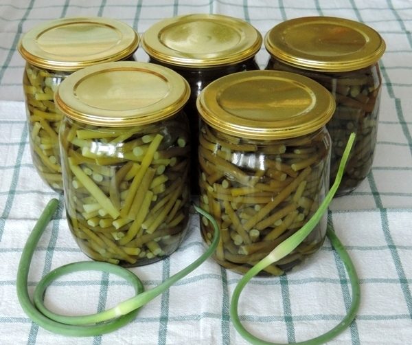 Маринованные стрелки чеснока на зиму.