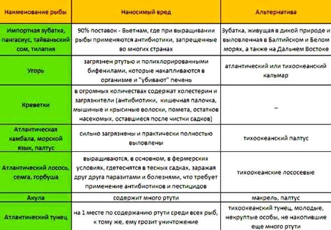 Какая рыба самая вредная и варианты ее замены
