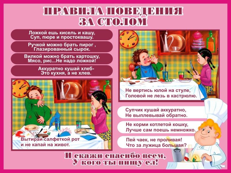 Рифмованные правила поведения за столом