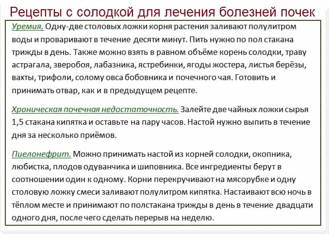 Рецепты с солодкой для лечения болезней почек