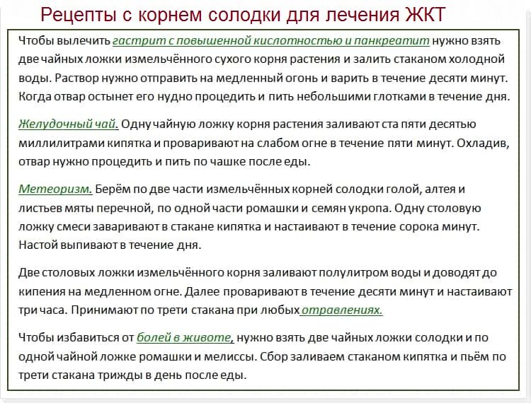 Рецепты с корнем солодки для лечения жкт