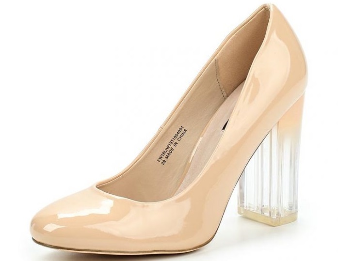 Бежевые туфли devlyn perspex block heeled court