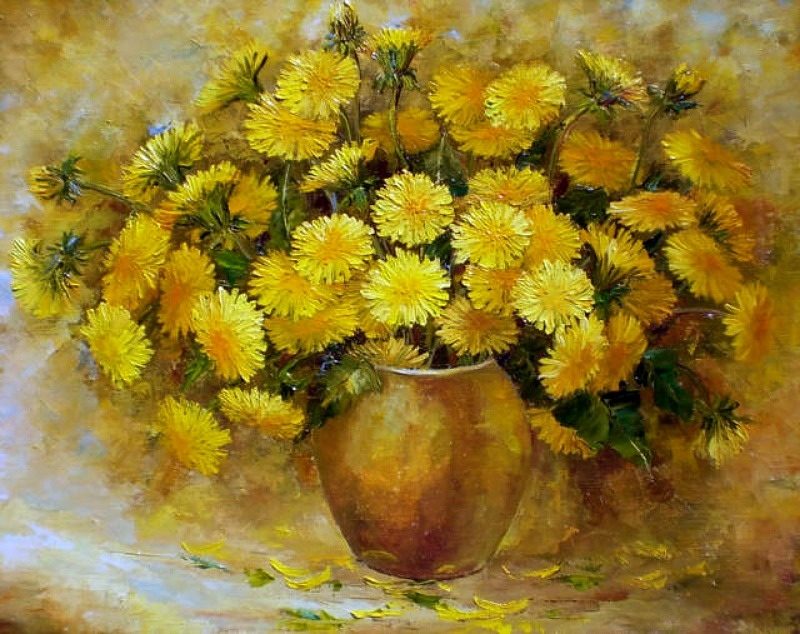 Рисунок одуванчика для зарисовки детям, вариант 2