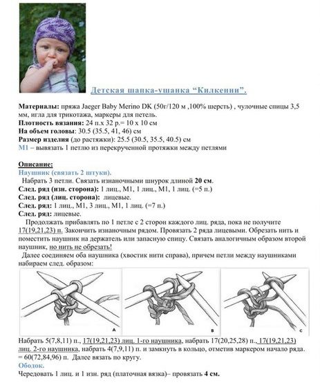 Схема и описание детской шапки “килкенни”