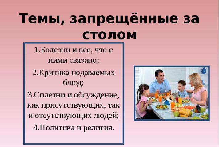 Правила этикета за столом