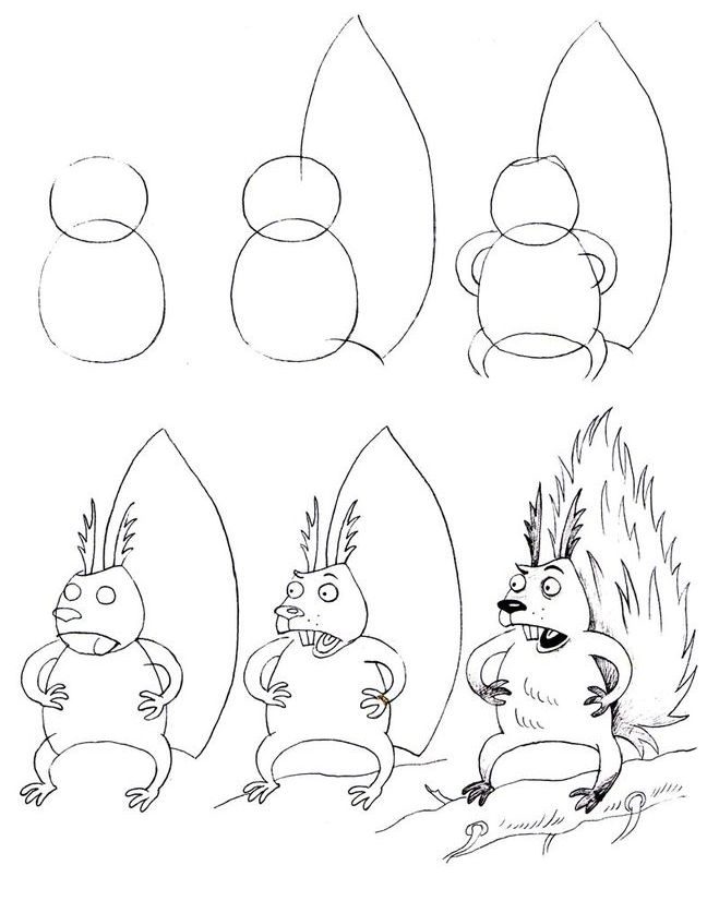 Смешная белка пошагово.