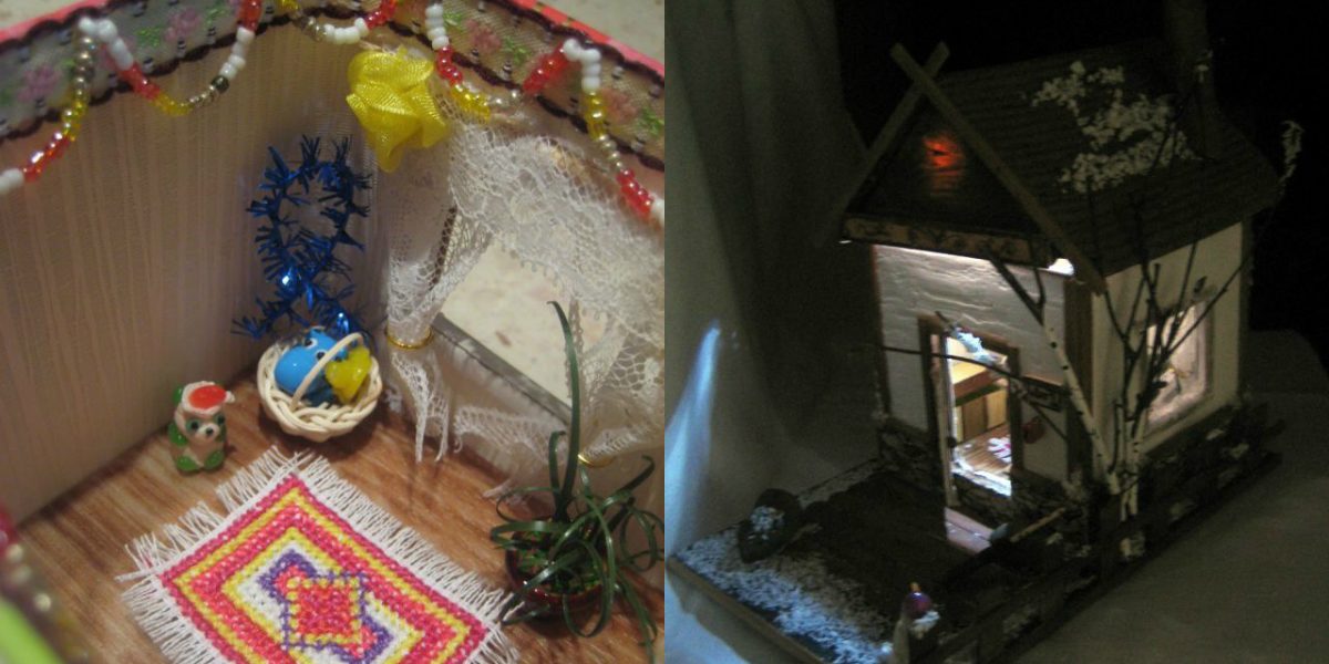 Инересный кукольный дом из картона с подсветкой.