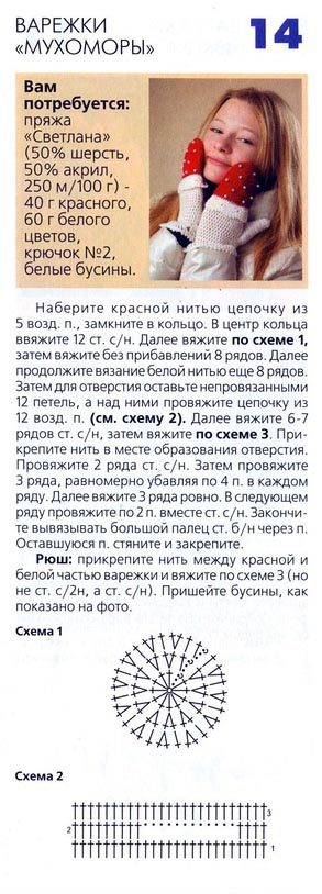 Третья схема вязания женских варежек спицами