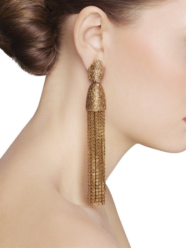Золотые серьги-кисти от oscar de la renta