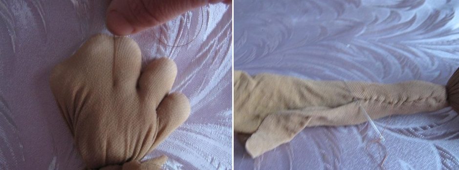 Делаем руки для домового из мешковины