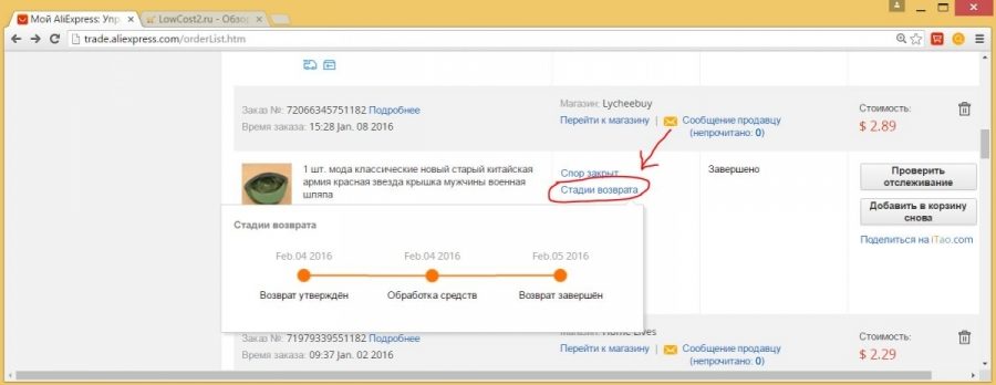 Быстрая активация графика возврата средств