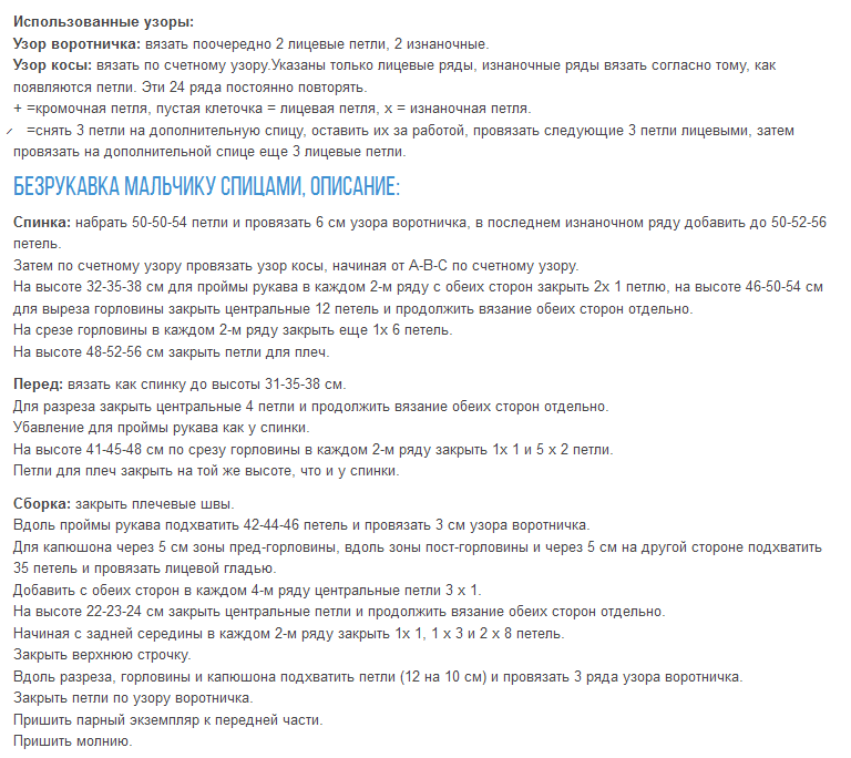 Праздничный жилет накидка спицами для мальчика - описание
