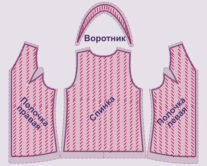 Жилет женский комбинированный из разных тканей - простая выкройка