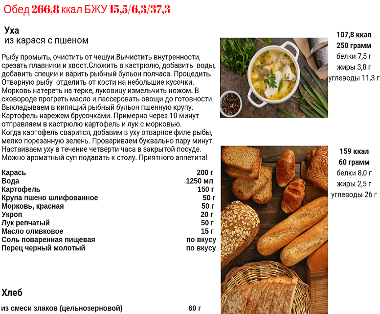 Рецепты блюд с подсчетом килокалорий