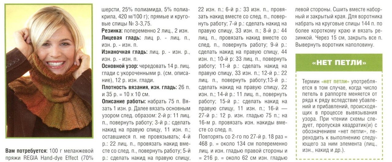 Манишка-шарф 2 спицами для начинающих: схема, описание
