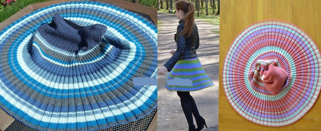 Связанные спицами юбки плиссе и одно фото с ней на девушке