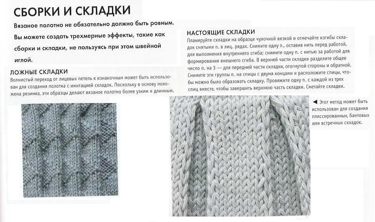 Техники вязания складок спицами