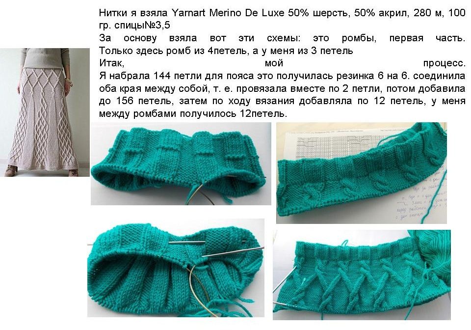 Описание вязания спицами юбки эйфелева башня