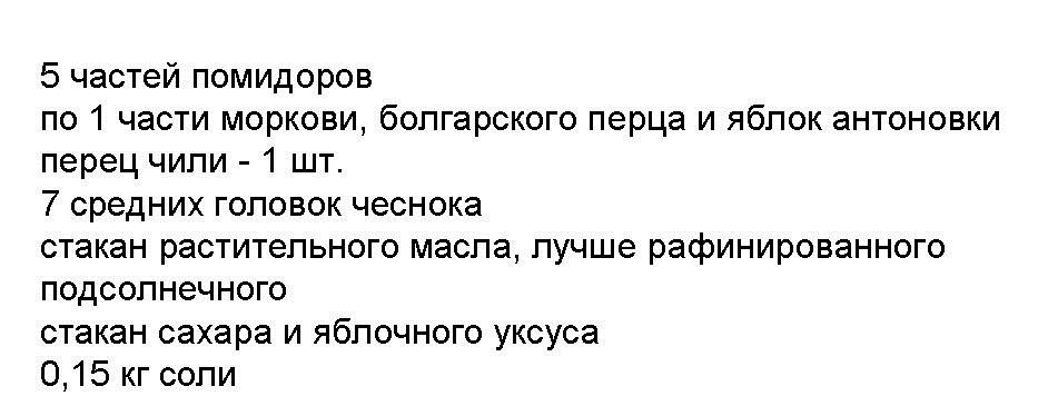 Ингредиенты для зимней овощной приправы для консервации