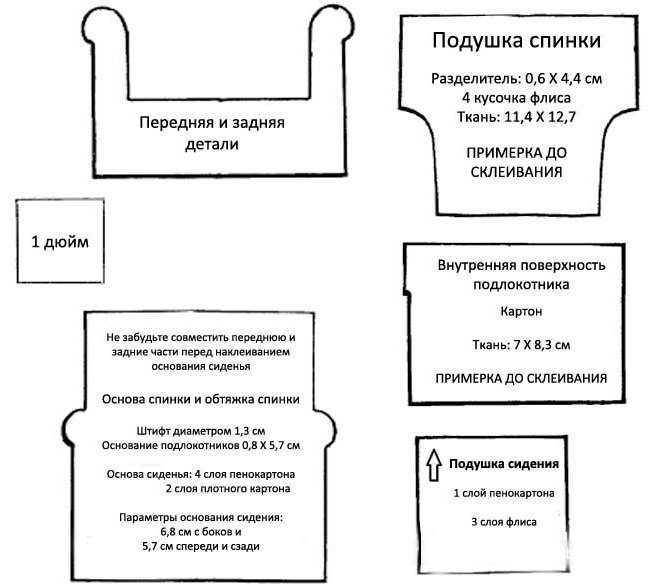 Как сшить кукольное мягкое кресло своими руками из подручных материалов: шаблон