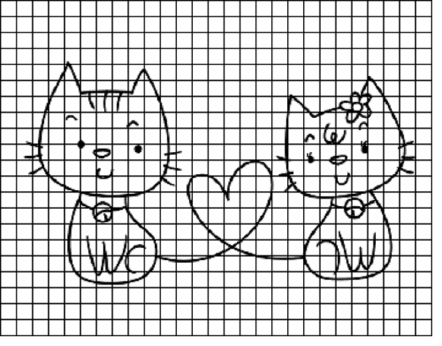 Котята для срисовывания по клеточкам