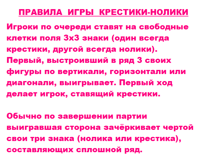 Правила игры «крестики-нолики»
