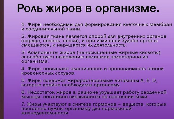 Роль жиров в организме