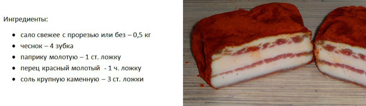 Сало по-венгерски: ингредиенты.