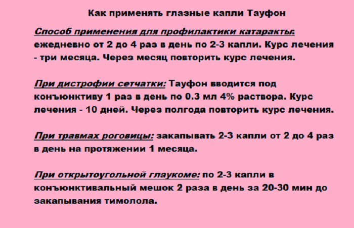 Тауфон: способ применения