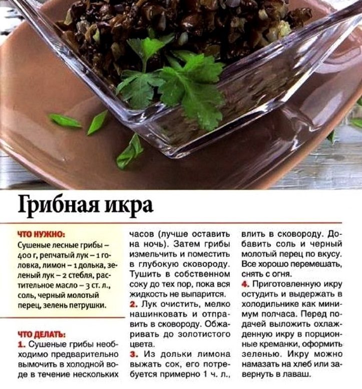 Рецепт грибной икры из сухих грибов