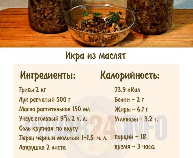 Грибная икра из маслят: ингредиенты
